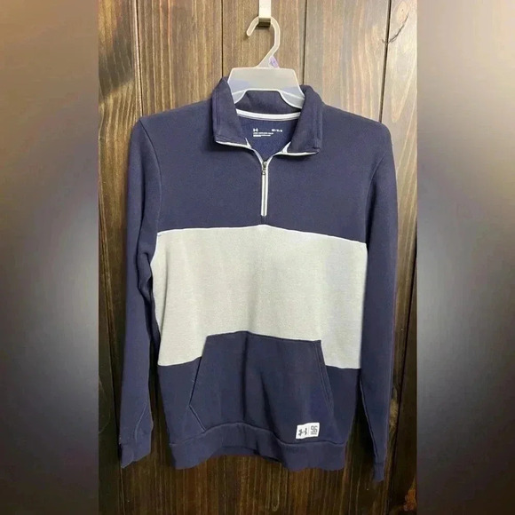 Under Armour UA Playback Fleece 1/4 Zip Navy/Gray Size:Medium - Picture 5 of 15